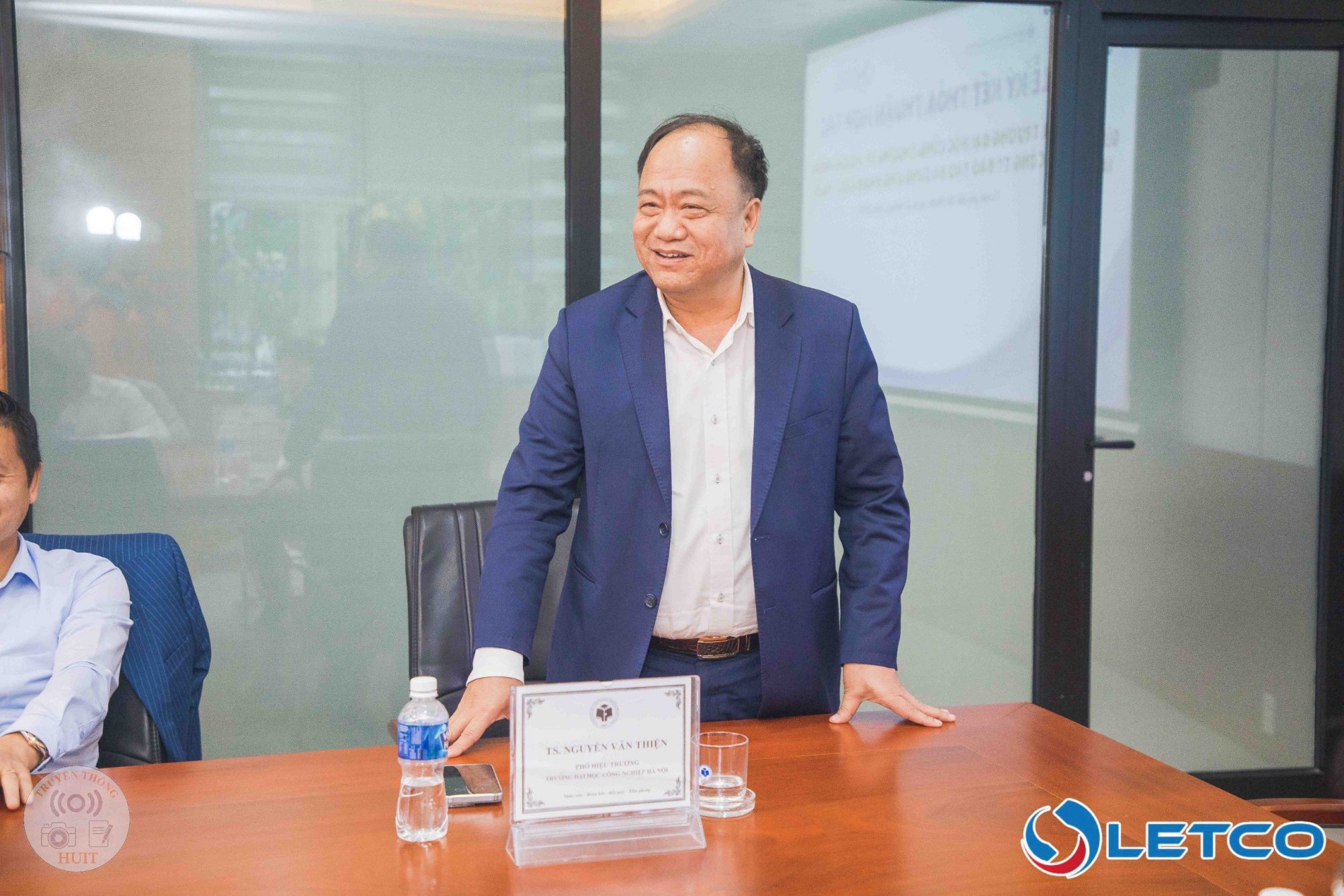 TS. Nguyễn Văn Thiện, Phó Hiệu trưởng Đại học Công nghiệp Hà Nội, Chủ tịch Hội đồng thành viên Công ty LETCO phát biểu tại buổi làm việc.